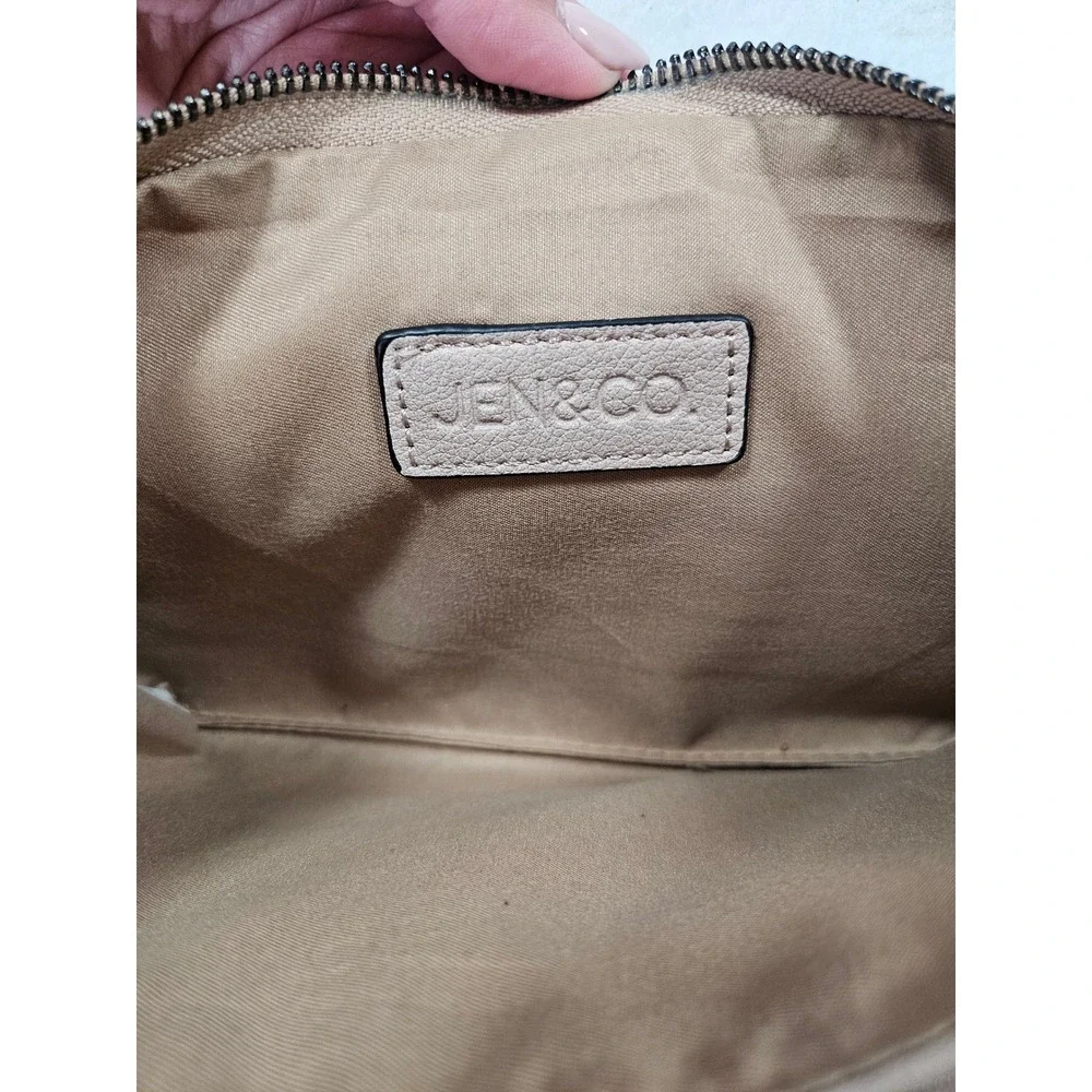 Jen & Co. Taupe Vegan Leather Triple Compartment‎ Crossbody Bag Minimalist Purse